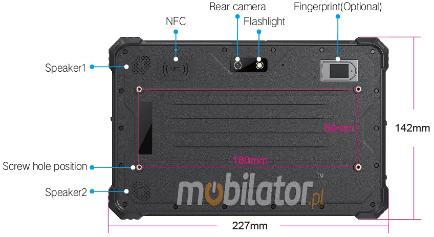 Mobipad 08DS-RTML wstrzsoodporny przemysowy tablet Android 4G LTE IP68